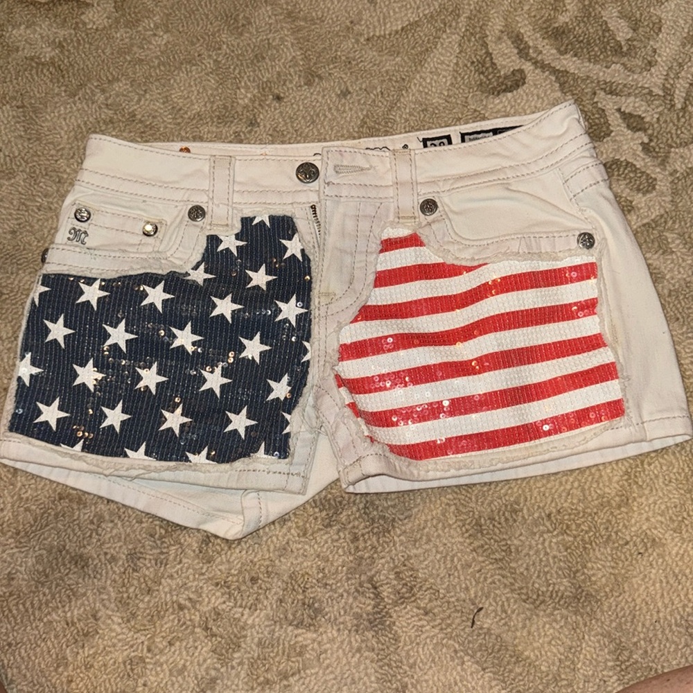 Miss Me sequin flag shorts size 28